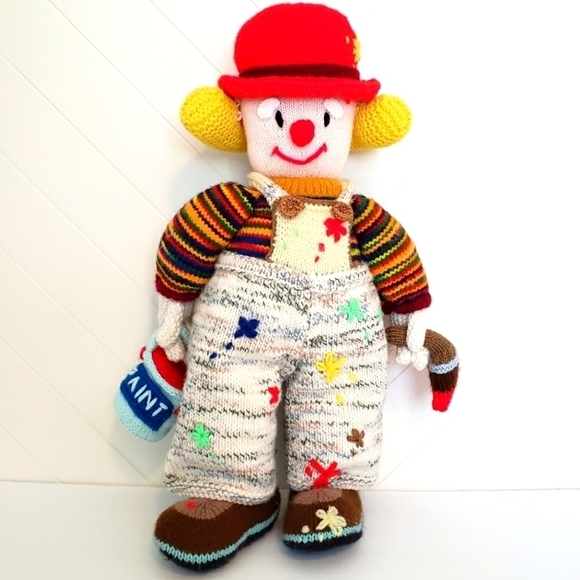 VINTAGE Jean Greenhowe Knitted Clown Doll Painter - Picture 3 of 11